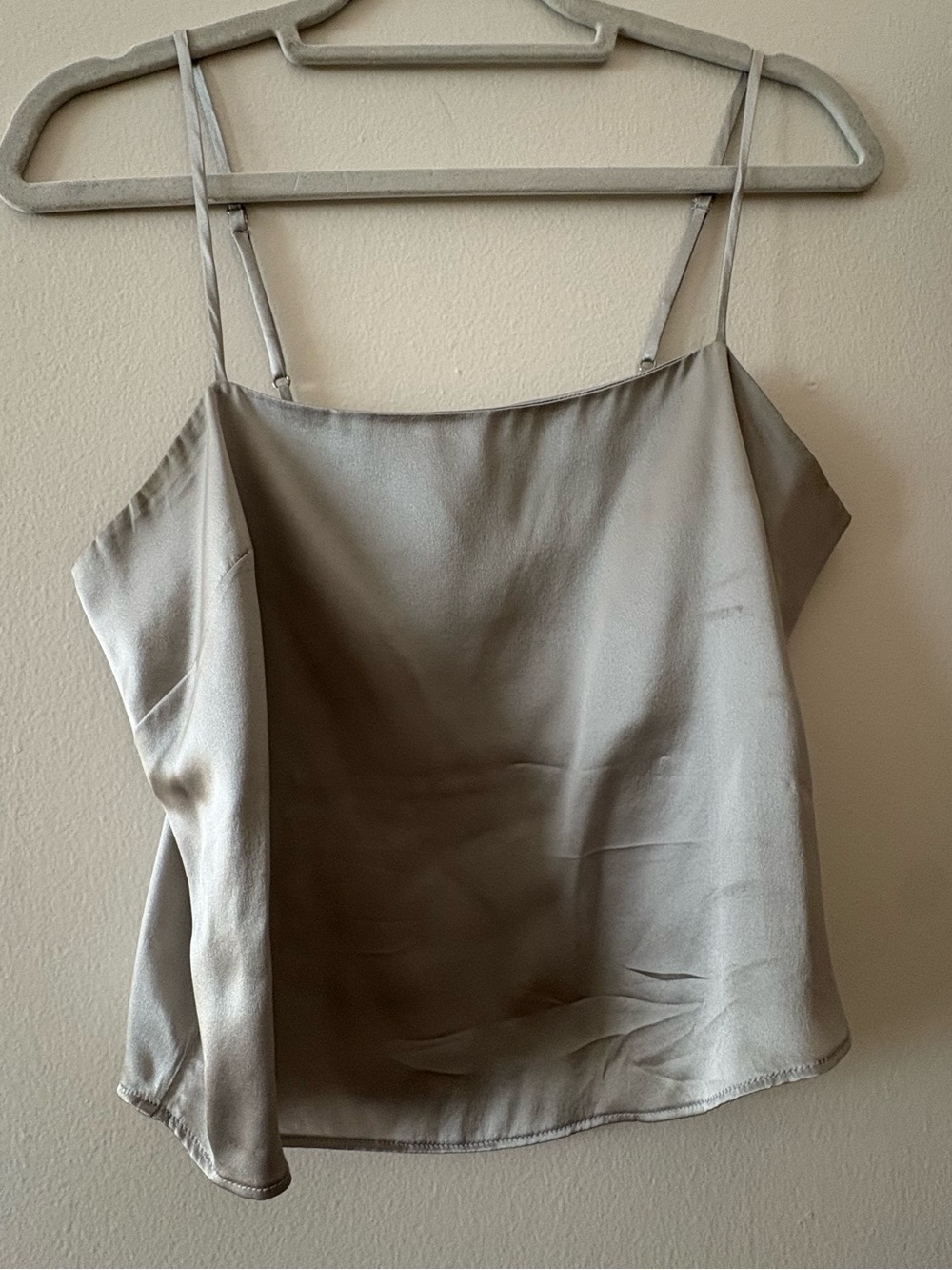 Fleur du Mal Silver-Gray Satin Slip Cami
